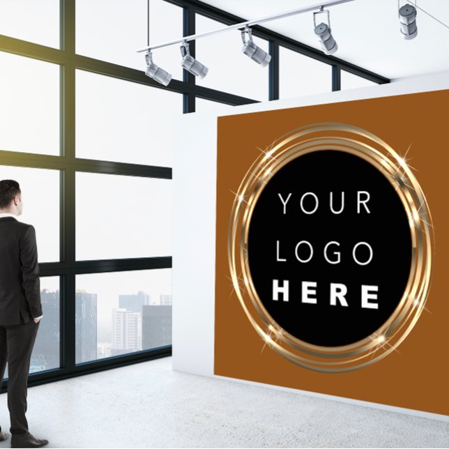 QR-Code-Logo Online-Shop Frame Gold Brown Shop Quadratische Visitenkarte (QR Code Logo Online Shop Frame Gold Brown Shop Square Business Card)