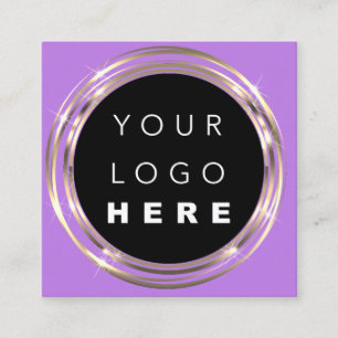 QR-Code-Logo Online-Shop Frame Gold Vivd Lila Quadratische Visitenkarte
