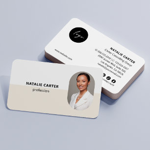 QR-CODE-Logo OVAL Foto Beruflich IVORY CREAM Visitenkarte