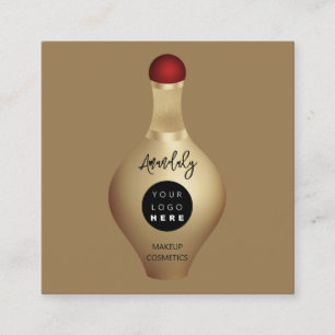 QR Code Logo Red Gold Kosmetik Parfüms Sepia Quadratische Visitenkarte
