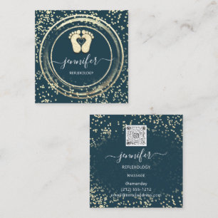 QR-Code-Logo Reflexologie Fußmassage Füße Aquamari Quadratische Visitenkarte