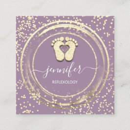 QR-Code-Logo Reflexologie Fußmassage Füße Lila Quadratische Visitenkarte