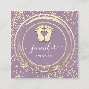 QR-Code-Logo Reflexologie Fußmassage Füße Lila Quadratische Visitenkarte