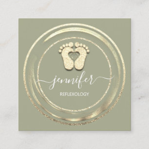 QR-Code-Logo Reflexologie Fußmassage Füße Minze Quadratische Visitenkarte