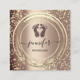 QR-Code-Logo Reflexologie Fußmassage Füße Rose Quadratische Visitenkarte