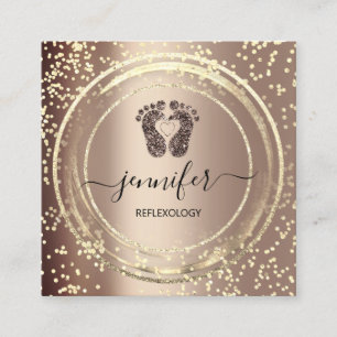 QR-Code-Logo Reflexologie Fußmassage Füße Rose Quadratische Visitenkarte