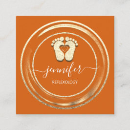 QR-Code Logo Reflexologie Fußmassenfüße Orange Quadratische Visitenkarte