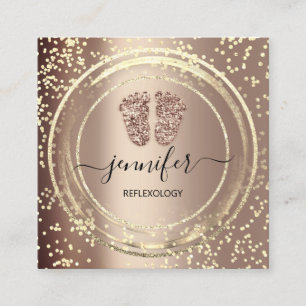 QR-Code-Logo Reflexologie Massage Feet Rose Gold Quadratische Visitenkarte