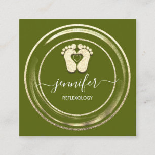 QR-Code Logo Reflexology Foot Massage Feet Senf Quadratische Visitenkarte