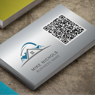 QR-Code-Logo, Roofer, Builder, Bauarbeiter Visitenkarte
