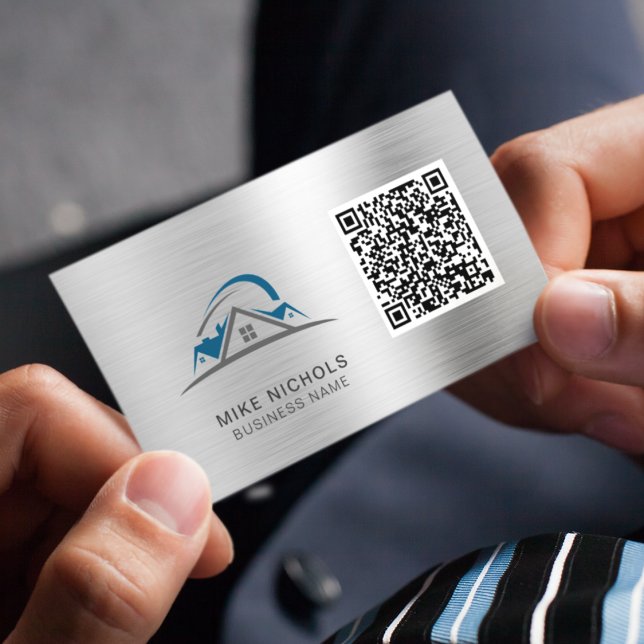 QR-Code-Logo, Roofer, Builder, Bauarbeiter Visitenkarte (Von Creator hochgeladen)