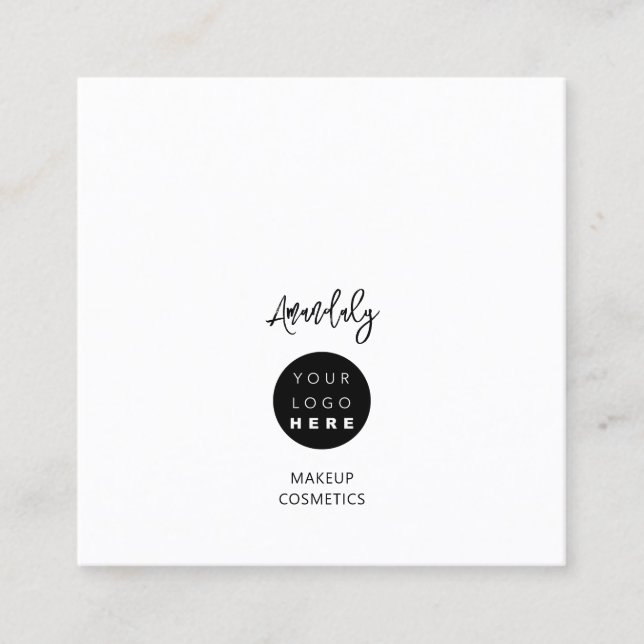 QR-Code-Logo Schwarz-weiß Minimalismus Elegant Quadratische Visitenkarte (Vorderseite)