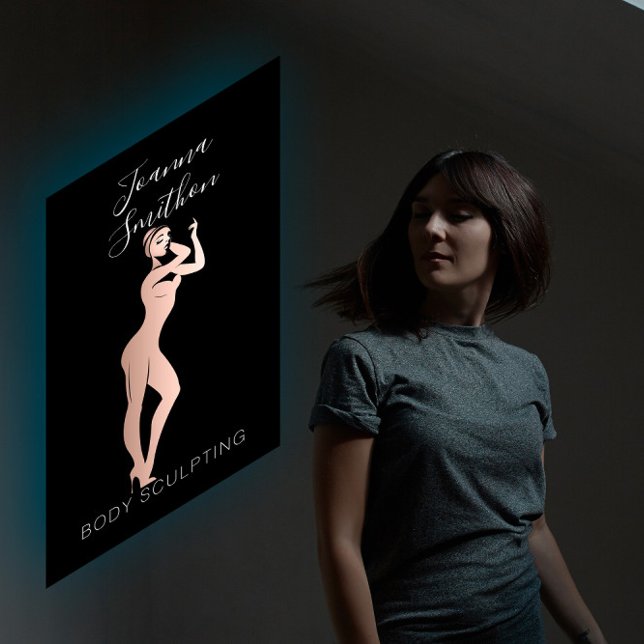 QR-Code-Logo-Schwarze Rose für Body-Shape-Skulptur Visitenkarte (Body Shape Sculpting QR Code Logo Black Rose Business Card)