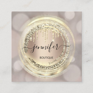 QR-Code-Logo-Shop Blush Rose Gold Tropfen Abstrakt Quadratische Visitenkarte