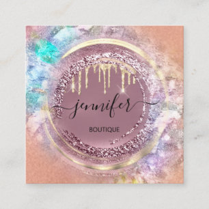 QR Code Logo Shop Geometrie Gold Rose Tropfen Quadratische Visitenkarte