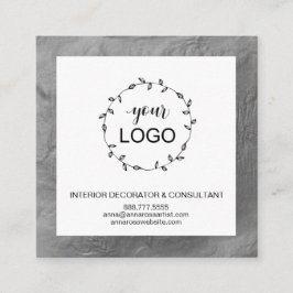 *~* QR Code LOGO- Social Media Icons SILVER Fossil Quadratische Visitenkarte