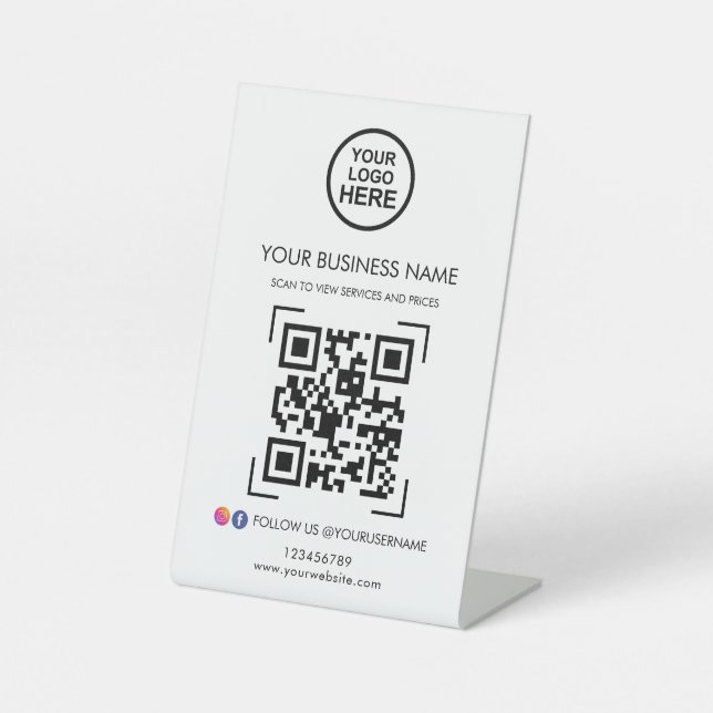 QR-Code-Logo Social Media Pedestzeichen Sockelschild (Vorderseite)