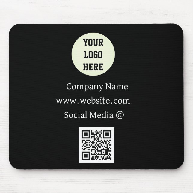 QR-Code-Logo Unternehmen Schwarz Geschäftlich Corp Mousepad (Vorne)
