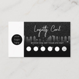 QR-Code-Loyalität für Black Glitzer Business-Logos Visitenkarte