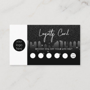QR-Code-Loyalität für Black Glitzer Business-Logos Visitenkarte