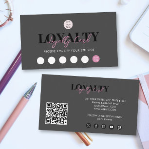 QR-Code-Loyalität für das Schwarz/Rosa-Business-Lo Visitenkarte