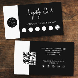 QR-Code-Loyalität für Schwarz-weißes Business-Logo Visitenkarte