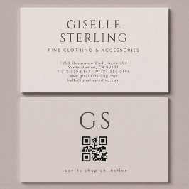 QR Code Luxury Boutique Taupe Neutral Visitenkarte
