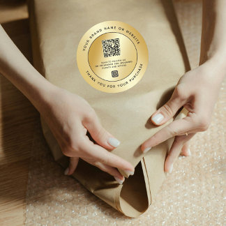 QR Code Luxury Gold Metallic Vielen Dank Instagram Runder Aufkleber