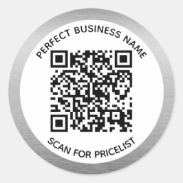 QR Code Luxury Silver Frame Einzigartig Trendy Chi Runder Aufkleber