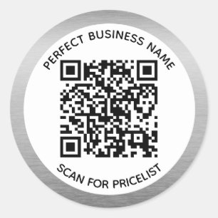 QR Code Luxury Silver Frame Einzigartig Trendy Chi Runder Aufkleber