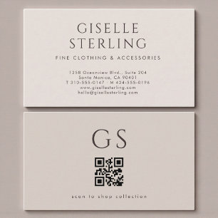 QR-Code Luxusboutique Taupe Neutral Visitenkarte