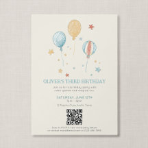 QR-Code Magischer Spaß Vintage-Ballon Kindergeburt