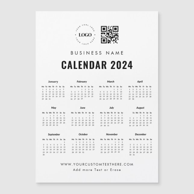 QR-Code-Magnet 2024-Kalender für kundenspezifische Magneteinladung (Vorderseite)