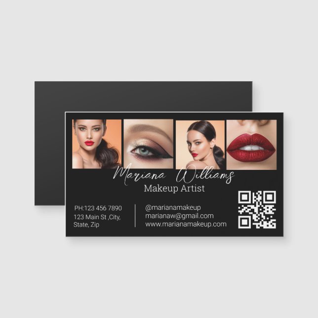 qr code makeup artist Fotos Black Business Magnet (Vorne/Hinten)