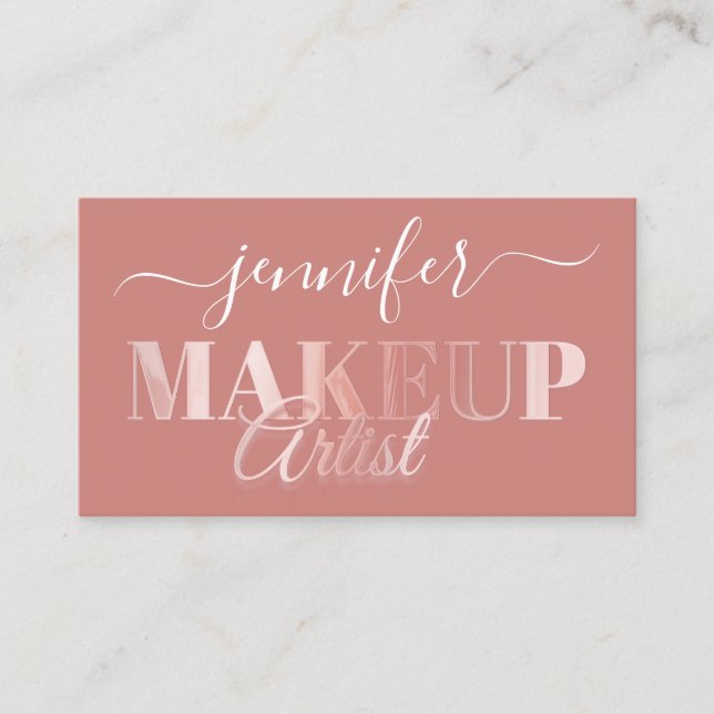 QR Code Makeup Artist Gold Confetti Rose Pulver Visitenkarte (Vorderseite)