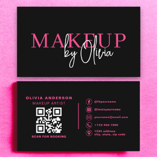 QR Code Makeup Artist Hot Pink Social Media Visitenkarte