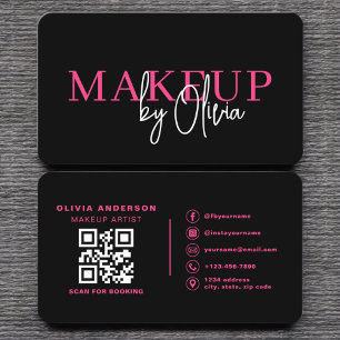 QR Code Makeup Artist Hot Pink Social Media Visitenkarte