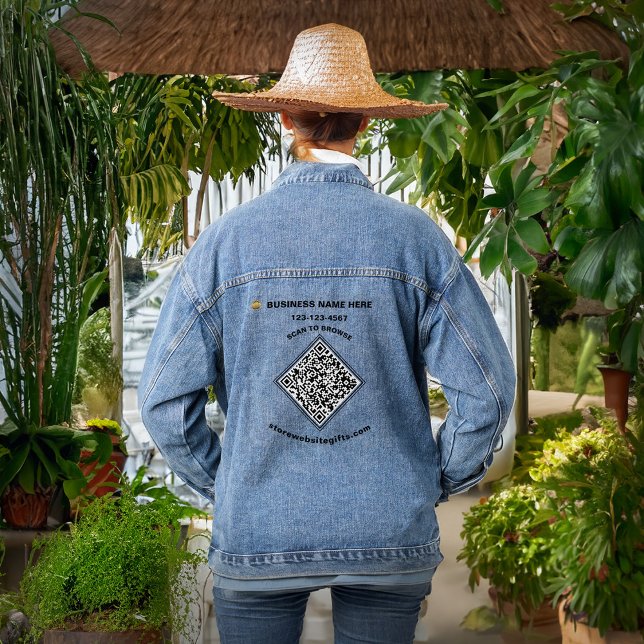 QR Code Marketing für Unternehmen Kundenspezifisch Jeansjacke (Business Company QR Code Marketing Promote Custom Denim Jacket is great to promote your business. )