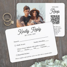 QR-Code & Mehloptionen Retro-Script-Foto Hochzeit
