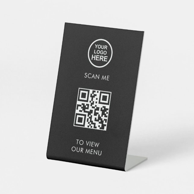 QR-Code-Menü Business-Logo kontaktlos modern Sockelschild (Vorderseite)