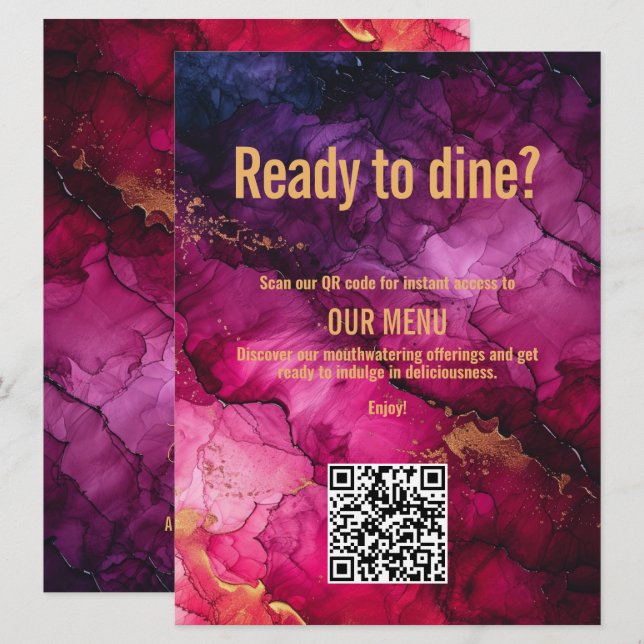 QR-Code-Menü Celestial Elegance Marble Menükarte (Vorne/Hinten)