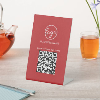 QR-Code-Menü des Business-Logos Restaurant Rot Sockelschild