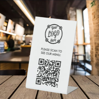QR-Code-Menü-Logo Unberührbar Modernes Restaurant Sockelschild