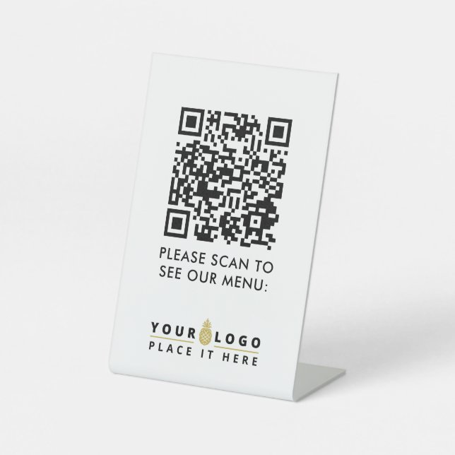 QR-Code-Menü-Logo Unberührte moderne Gaststätte Sockelschild (Vorderseite)