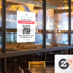 QR-Code Menü Scan Order Fensteraufkleber
