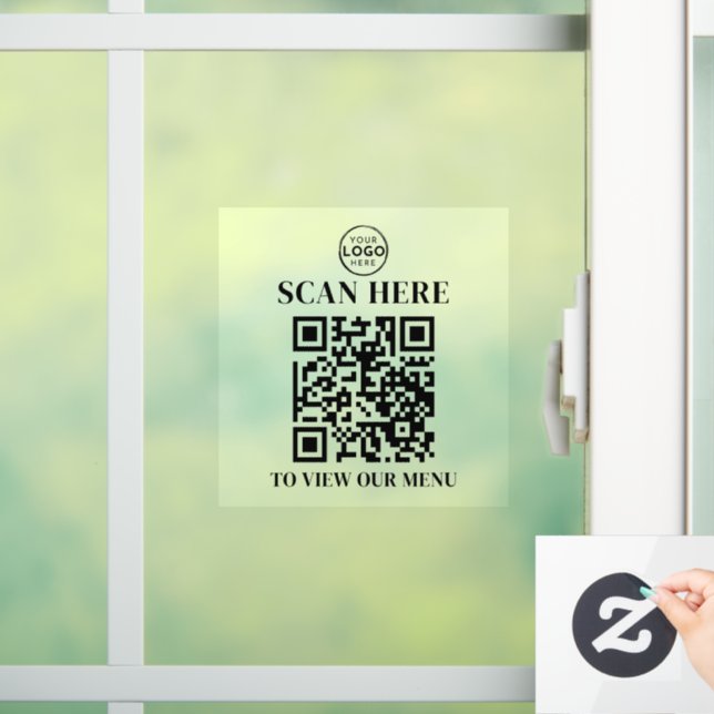 QR-Code-Menütext benutzerdefiniertes Logo Fensteraufkleber (Zuhause)
