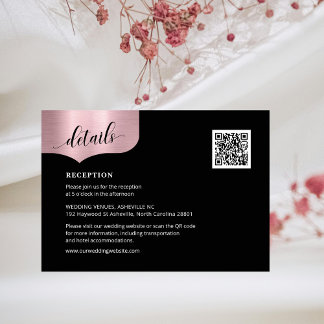 QR Code Metallische Rose Gold Details Hochzeit Begleitkarte