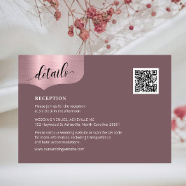 QR Code Metallische Rose Gold Orange Details Hochz Begleitkarte