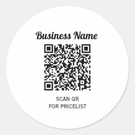 QR Code Minimal Info Schwarz und Weiß Basic Clear Runder Aufkleber
