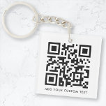 QR Code Minimalist Clean Simple White Custom Text Schlüsselanhänger<br><div class="desc">A simple custom white QR code keychain template in a modern minimalist style which can be easily updated with your QR code and custom text,  eg. scan me to...  #QRcode #keychain #business</div>